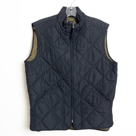 J. Crew Walker Vest Black Quilted Full Zip Lightweight Preppy Medium - Picture 2 of 16
